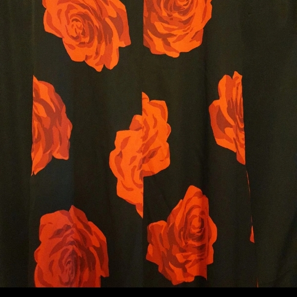 Co Collection Red Rose Floral Print Silk Pants - Picture 3 of 5